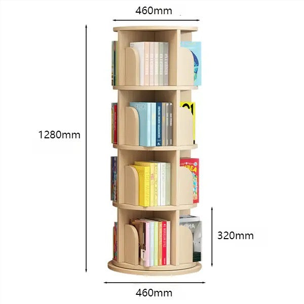 Roterende bokhylle i heltre